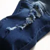 Men Hip Hop Splicing Holes Blue Biker Skinny Jeans Good Quality Male Street Style Cotton Stretch Denim Pants 240420