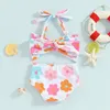 1-6y Little Girls Bikini Sets Blumen plattgedruckte ärmellose Bikini-Oberteile mit Shorts 2024 Sommer Baby Badeanzug Kinder Beachwear 240422