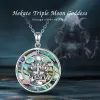 Necklaces Eudora 925 Sterling Silver Triple Moon Goddess Necklace Natural Abalone Hecate Amulet Pendant Personality Jewelry Gift for Women