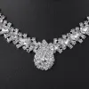 Halsband Treazy Sparkling Rhinestone Crystal Teardrop Design Wedding Bridal Jewelry Set Silver Plated Women Choker Halsband örhängen