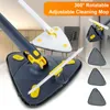 Telescopic Triangle Mop with Scraper Adjustable Squeeze Wet and Dry Use Water Absorption 360° Rotatable Cleaning Floor Tool 240422