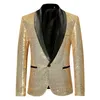 Shiny Gold Sequin Glitter Embellished Blazer Jacket Men Nightclub Prom Suit Coats Mens Costume Homme Stage Clothes For singers 240409
