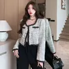 XPQBB Fashion Tweed Plaid Jackets for Women Vintage Patchwork wełniane wełniane płaszcze panie eleganckie koreańskie eleganckie krótkie odzież wierzchnią 240421