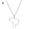 Colliers pendants en acier inoxydable contour Venezuela Collier Hollow aime les bijoux vénézuéliens avec cadeau de chaîne pour femmes hommes