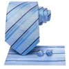 Bow Ties Hi-Tie Light Blue Striped Designer Elegant Tie pour hommes Brand de mariage Partage de mariage Nettoyage