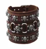 Men039s Trendy Alloy Skulls Beaded Bracelets Punk Rock Jewelry PLB076 Multicolor Leather Woven Hip Hop Accessory61559754762046