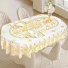 Table Cloth Oval Tablecloth Waterproof Anti-oil Home El Fabric Anti-scald PVC Wash-free Technology Gray22