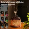 Humidifiers Volcano flame air mini humidifier aromatic diffuser essential oil with remote control jellyfish suitable for household perfume fog Y240422