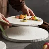 Tallrikar 1 st mönster keramiska bordsartiklar frostad vit platt platta runda västerländsk arrangemang kaka kommersiell biff fla