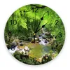 Orologi da parete Green Forest River Round Orologio Creative Home Decor soggiorno Ago in quarzo Agolato