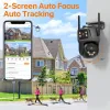 Kameror IP -kamera 4K 8MP HD PTZ Outdoor Dual Lens Dual Screen Extern WiFi Camera Auto Tracking Video Surveillance Camera ICSEE