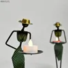 Candle Holders WDDSXXJSL Creative Abstract Character Sculpture Holder Restaurant Romantic Candlelight Dinner LED Light Decoration