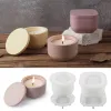 Ceramics Round Square Candle Jar Silicone Molds With Lid DIY Succulent Flower Pot Storage Box Plaster Resin Craft Molds Home Decor Gift