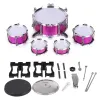 Instruments Children Jazz Drum Set with 5 Drums Small Cymbal Stool Drum Sticks Musical Instrument Toy for Boys Girls Easy to Assemble