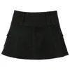 Summer style pure color street spice girl style cross-border European and n womens denim pleated skirt short skirt 240422