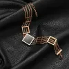 Strands Black Square Bracelets pod ręką dla kobiet puste łańcuch Charms Titanium Steel Akcesoria