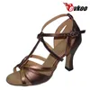 Dansskor Evkoodance Latin Salsa Heel 7cm för damer Sex olika färg kan välja satin eller PU-material Evkoo-221