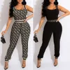 Summer Designer Jumpsuit Bodysuit Fashion Sexy Sleeveless Vest Elastic Belt Loose Pants Jumpsuits For Women Onepiece Outfits