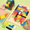 3D -pussel pussel färgglada trä tangram för barn barn leksaker lärande utbildningsbrädspel pussel leksaker för barn rastlös 240419