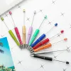 Pensje 15pcs DIY Beade Ballpoint Pen Producent Producenci sprzedaży Student żel Pensje kreatywne ręcznie robione koraliki pióro plastikowe piłka hurtowa