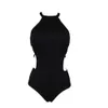 New Black Bikini Sexy Hollow Belly Covering Slimming and Beautiful Back One-piece Hot Spring Swimsuit for Women