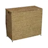 Laundry Bags 3-Compartment Wicker Sorter With Lid And Handles Earthy Brown Stylish Organizer