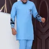 Afrikaanse inheemse outfit dashiki mannelijke pants sets om luxe ontwerper elegante pakken te kleden, kleren voor mannen 2pc etnisch abaya kostuum 240417
