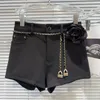 Women's Shorts PREPOMP 2024 Summer Collection Metal Waist Chain Petal Applique Suit Women GP871