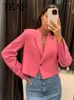 Frauenanzüge Frühlingsmodische Frau Blazer Rose rote Turnhalter