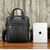 Briefcases Genuine Leather Vertical Men's Briefcase With Zipper Business Cowhide Handbag MultiFunction Male Shoulder Messenger Bag