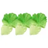 Dekorativa blommor 3 st köksdekor Vegetabiliska blad Prop Ornament Fake Food Life Sallad Prorning PVC Artificial Leaves