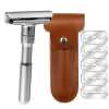 Blades Volledig zinklegering Safety Razor voor mannen Verstelbare 16 bestanden Sluiten Shaving Classic Double Edge Razors 1 Holder 5 Blades 1 Case