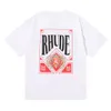 summer rhude tshirt Niche RHUDE playing card printed pure cotton short sleeved T-shirt for men women street trendy bottoms versatile t-shirt SONF