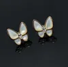 Top Quality Classic Style 925 Silver Thick Plated 18K New Product Fanjia Natural White Fritillaria Butterfly Earrings Female Rose Gold High Grade Luxury