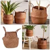 Storage Bags Seagrass Woven Flower Basket Hand Belly Indoor Planter Pots Baskets Flowerpot