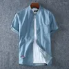 Men's Casual Shirts Blue Denim Short Sleeve Jean Summer High Quality Men Cotton Light Plus Size L-8XL