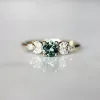 Bands Classic Gold Color Ring for Women Gorgeous Metal Green Inlaid Stones Flower Engagement Wedding Ring Jewelry
