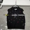 New Hollow Out Knit Vest Designer Embroidered Logo Knitted Vest Polo Collar Knitted Tanks Tees Women Knits Tee Sexy Camisole