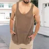 Cuelas de tanques masculinas Men overs bañados Top sin mangas con un chaleco de color sólido de ajuste sólido de ajuste sólido para el streetwear de verano