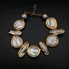 Yygemwaterh Freshwater White Biwa Pearl Moeda Pearl Gold Batlelet de ouro 8.5 240414