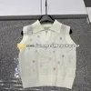 New Hollow Out Knit Vest Designer Embroidered Logo Knitted Vest Polo Collar Knitted Tanks Tees Women Knits Tee Sexy Camisole