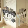 Storage Wallmounted Kitchen Storage Rack Knife Spoon Hanging Holder Chopsticks Rack Free Punching Organizer Kitchen Gadgets Accessories