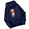 Street Teddy Bear Football Player Sweatshirt For Women Sport Hat Rope Clothes Pullover S-XXXl Streetwears Casual Warm Hoodie Male