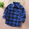 T-Shirts Boys Shirt für Kinder 2021 neue Modes Boys Plaid-Hemden Baumwolle Langarm England School Trend Kinder Kleidung für 312 Jahre