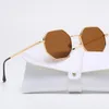 Retro Fashion Octagon Sunglasse Polygon Metal Small Frame Sun Glasses Men Vintage Luxury Brand Design 2024 240417