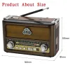 Radio Vintage AM/FM/SW Radio with Light Home Radio Portable Wireless Bluetooth Audio TF Card USB Flash Disk MP3 Player