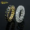 Fashion Jewelry Black And White Moissanite Eternity Band 6.5Mm Diamond Gold Plated Sier Engagement Wedding Ring