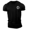 Gym TShirt Men Print Short Sleeves Workout Summer Casual Tee Streetwear Mens Oneck Sweatshirt Womens Clothing 240409