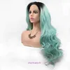 High quality fashion wig hairs online store Wig Party Mint Green Long Curly Hair Chemical Fiber Lace Headband