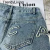 Neue 24Ss Women Jeans Designer Shorts Womens Modelbrief Spleiß gedruckter Denim Shorts Sommer Casual Womens Jeans Hosen